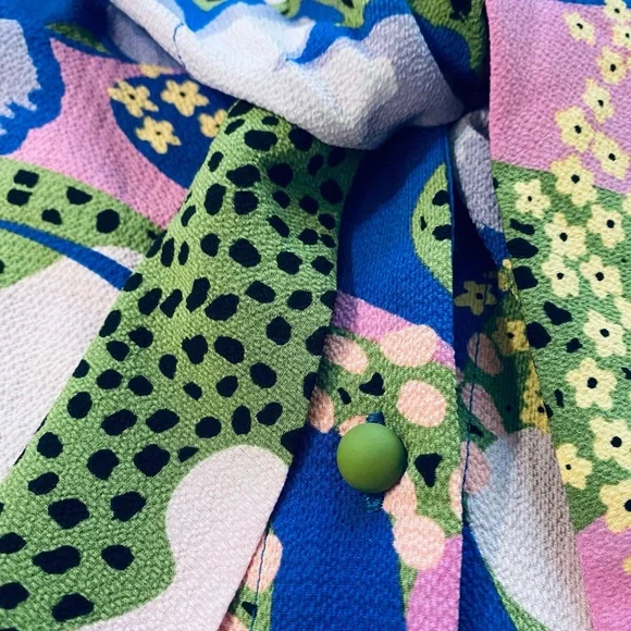 ASOS Tie Front Button Up Mini Dress in Floral Lavender - Picture 7 of 10